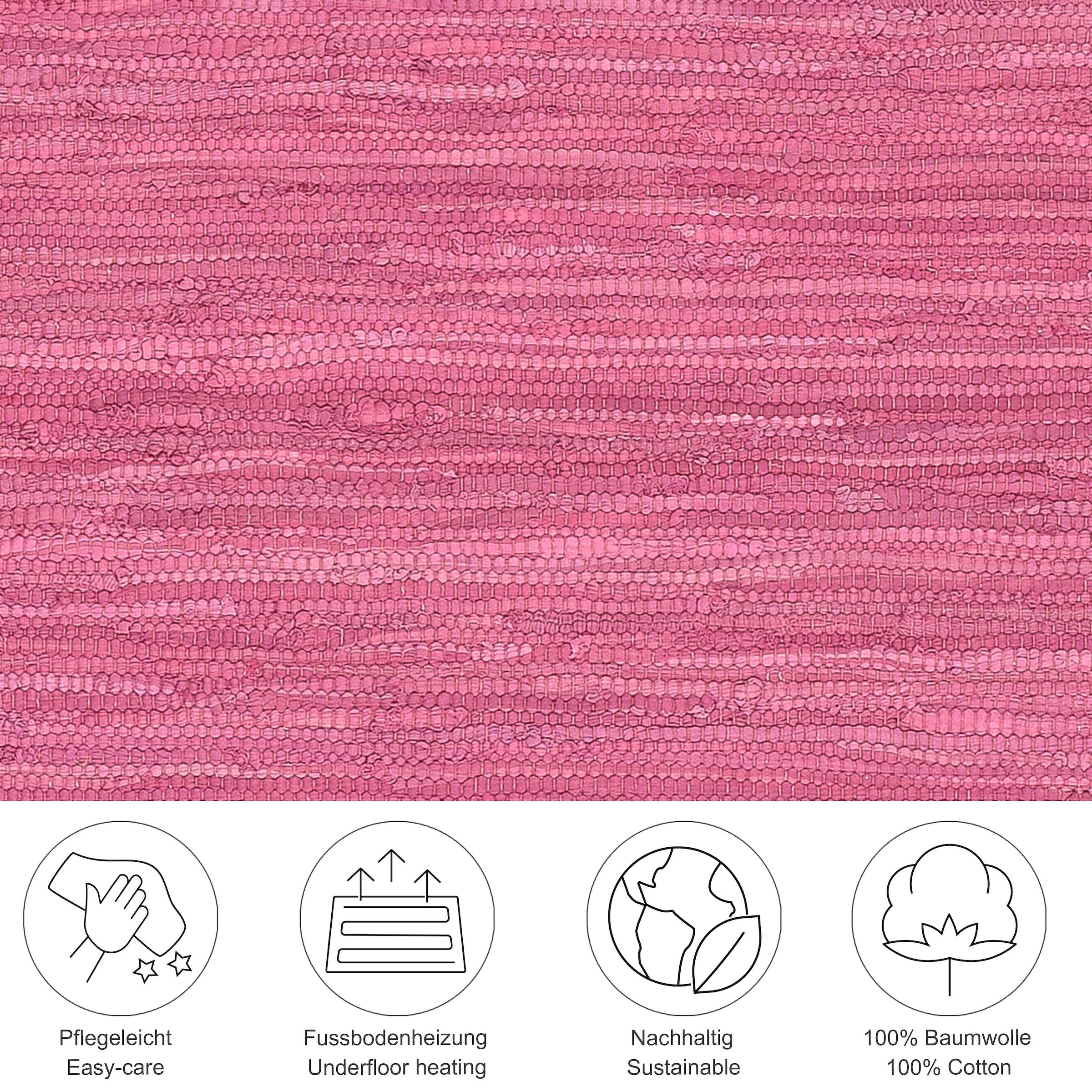 THEKO Teppich »Happy Cotton Fleckerl, handgewebt« rechteckig 5 mm Höhe Flachgewebe, reine Baumwolle, meliert, mit Fransen, auch als Läufer