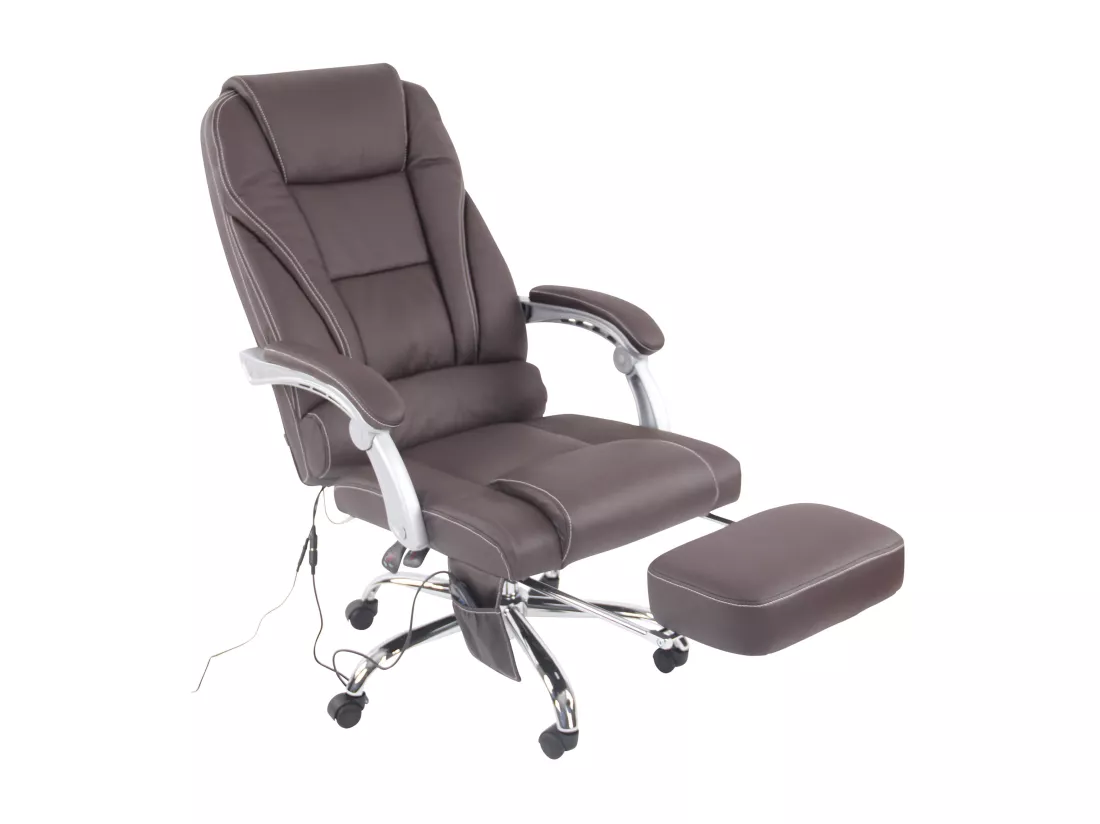 Chaise de bureau - Véritable cuir - Marron - Pacific