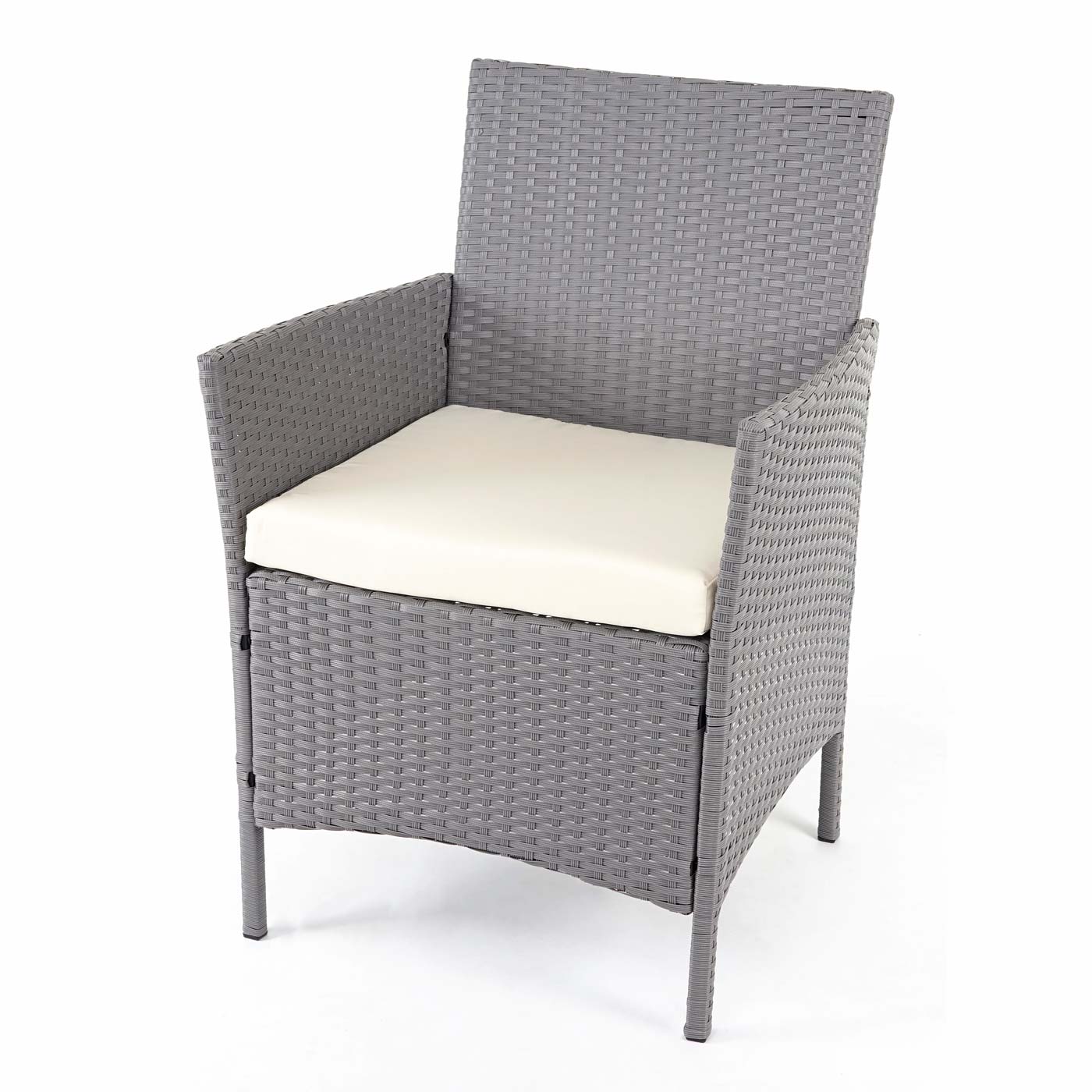 Poly-Rattan Garten-Garnitur MCW-D82, Sitzgruppe Lounge-Set ~ grau mit Kissen creme