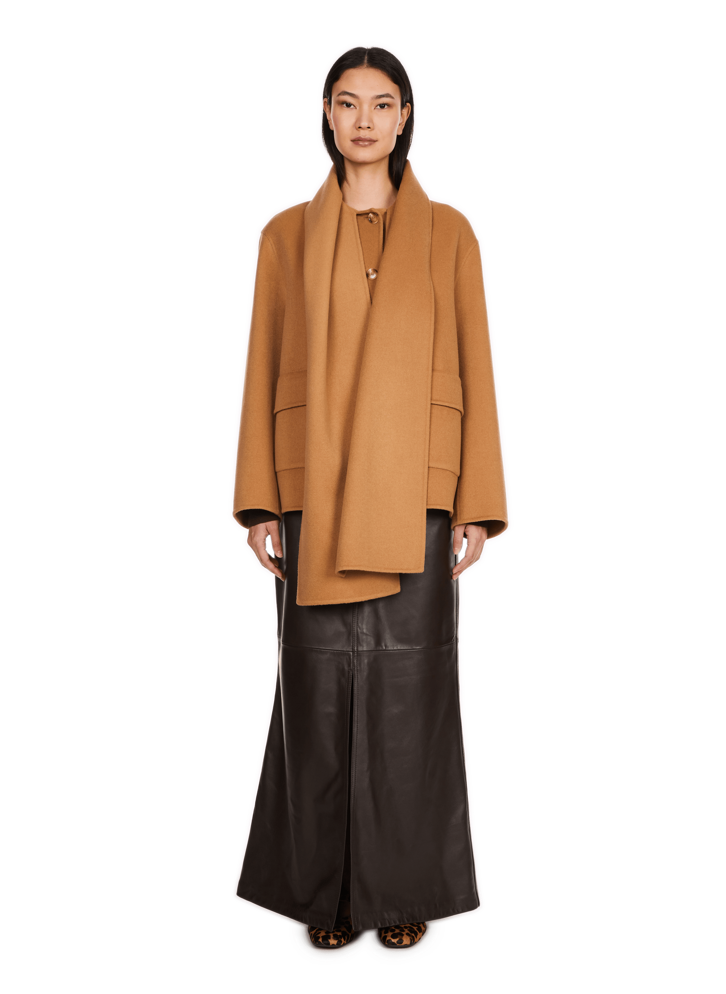 SACHA - Manteau col rond en laine mélangée| Multicolore