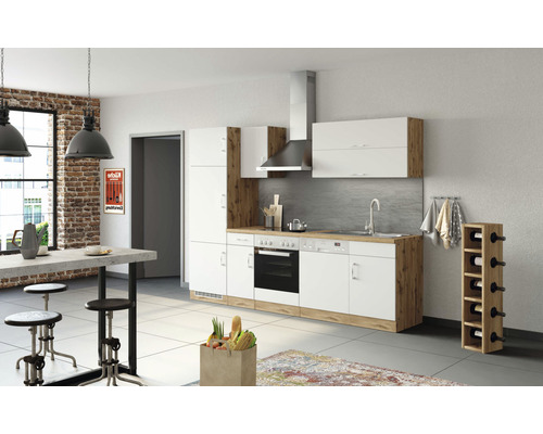 Held Furniture keukenblok met apparatuur Sorrento 270 cm wit mat gedemonteerd omkeerbaar model 1007.6279