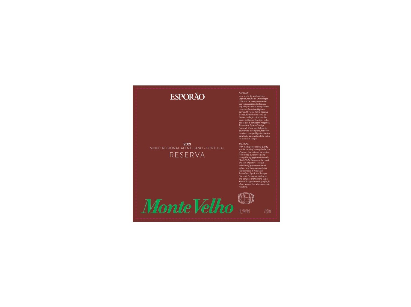 VINHO TINTO MONTE VELHO RESERVA ALENTEJO 0.75L