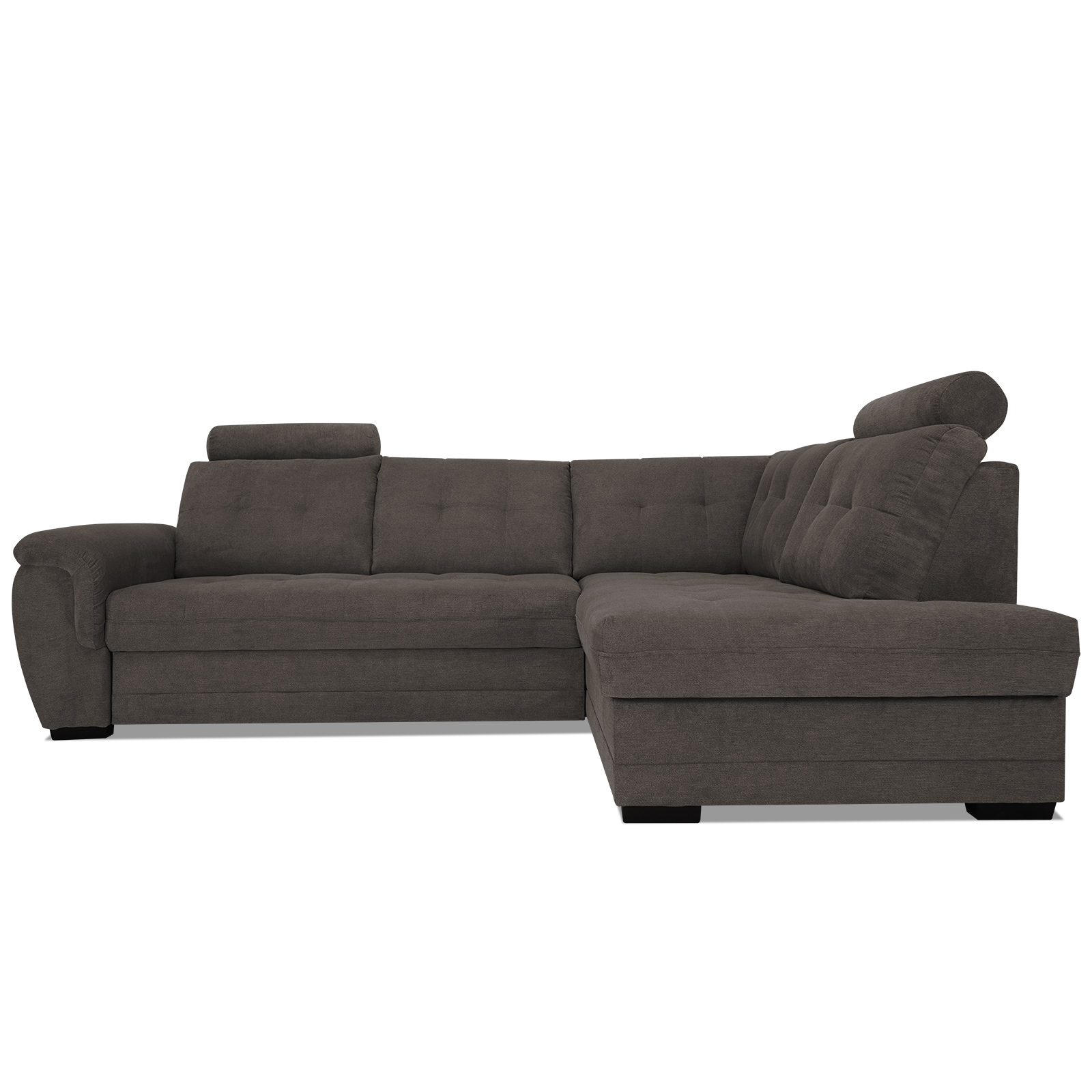 Ecksofa - stone - Velours - Liegefunktion - Staukasten rechts