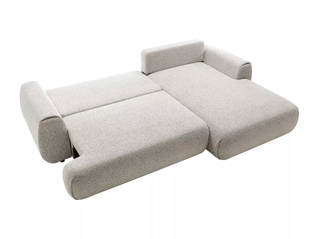 Canapé d'angle droit convertible en tissu texturé gris clair MONELIA