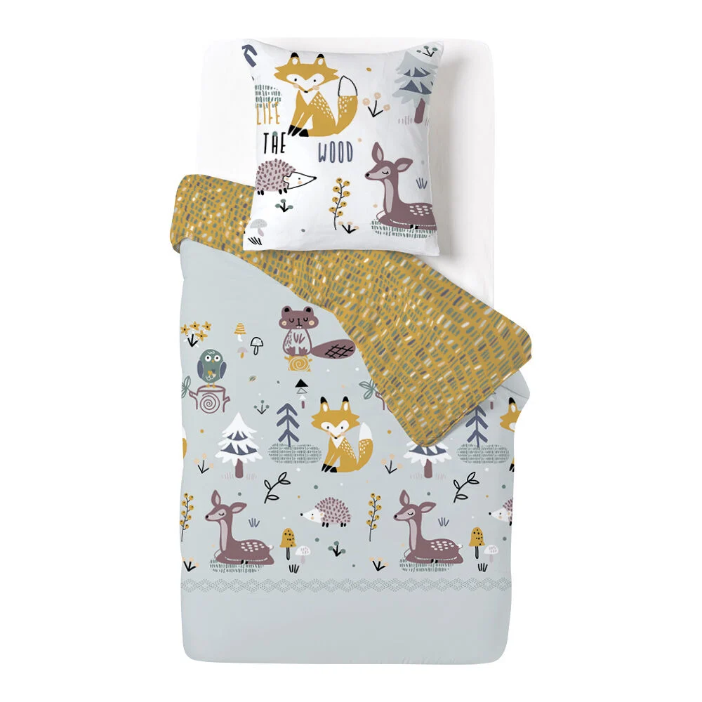 Parure de lit enfant réversible motif animal 140x200 cm