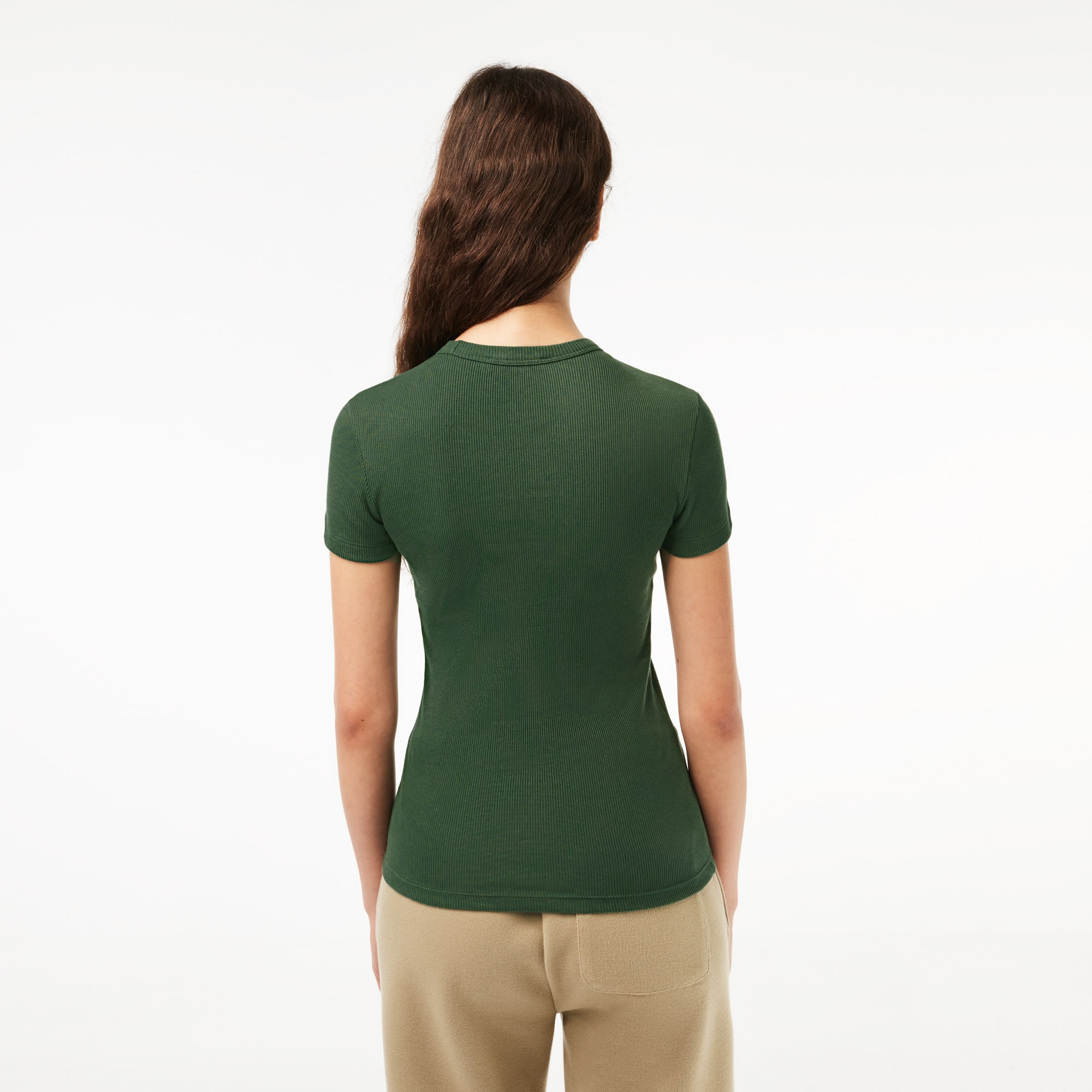 T-shirt femme Lacoste slim fit en coton biologique T-Shirts - Vert - Lacoste - Femme