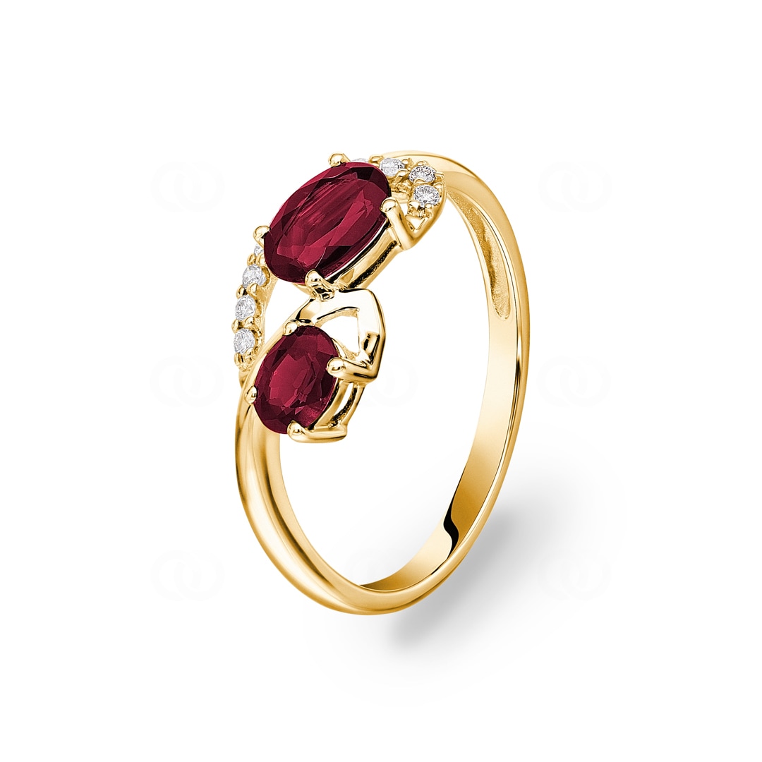 Rubinring 750/18 K Gelbgold mit Diamanten 0.08 ct H/si