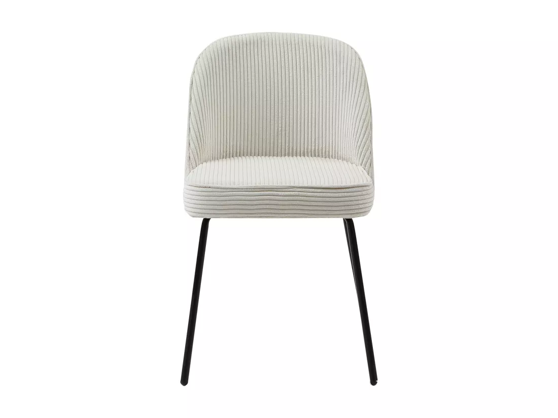 Lot de 6 chaises en velours côtelé et métal noir - Crème - ALPALI