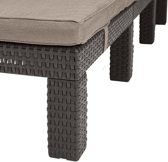 Allibert by Keter Daytona Deluxe Sonnenliege für Garten, Terrasse & Balkon mit verstellbarem Kopfteil, braun, inkl. Auflage, Gartenliege aus Kunststoff, flache Rattanoptik, 195x65x25,5 cm