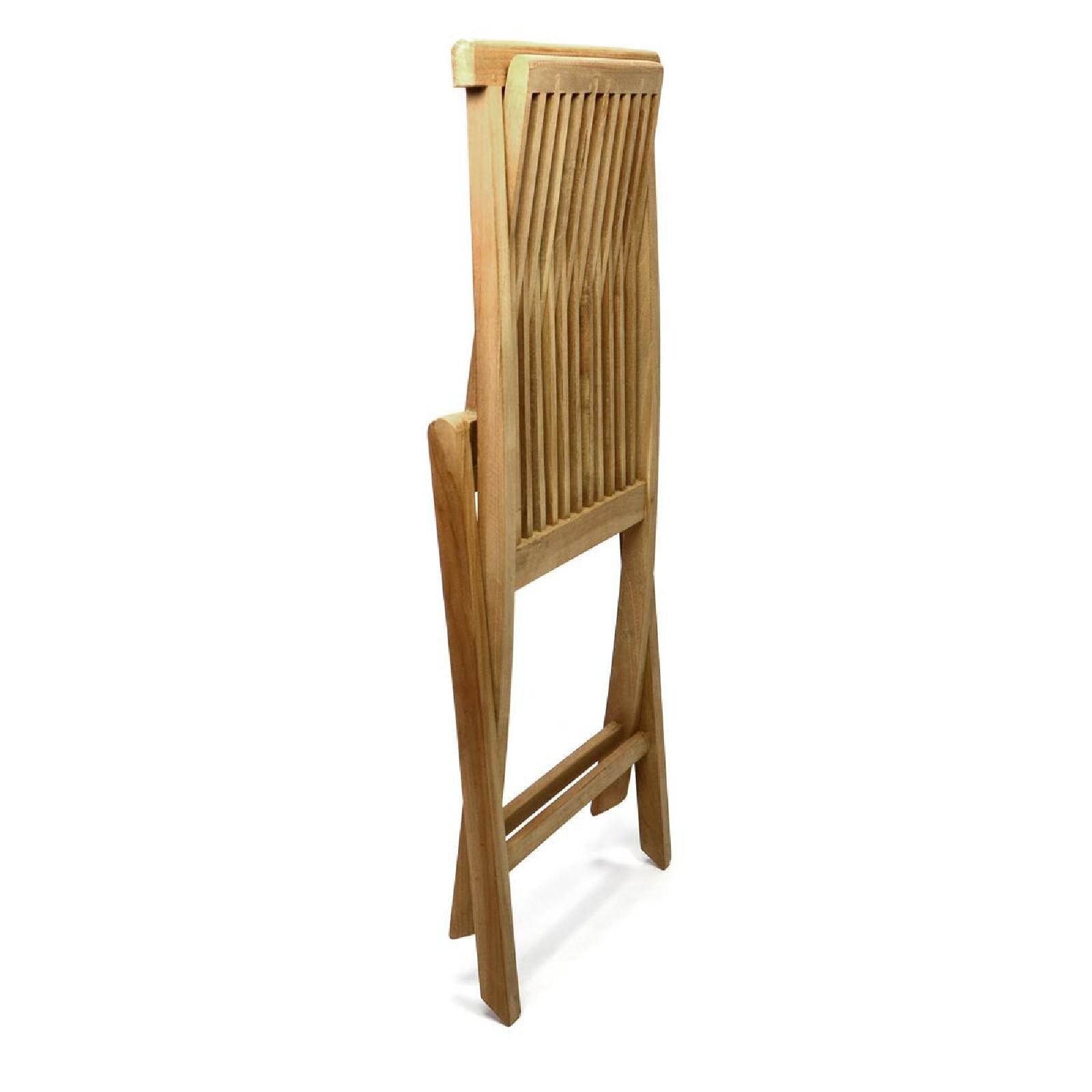 VCM Gartenstuhl Teak Holz klappbar massiv Holzstuhl Balkonstuhl behandelt