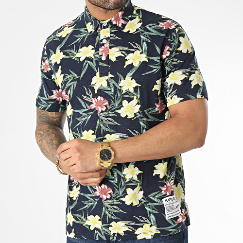 Polo Manches Courtes Never Bleu Marine Floral