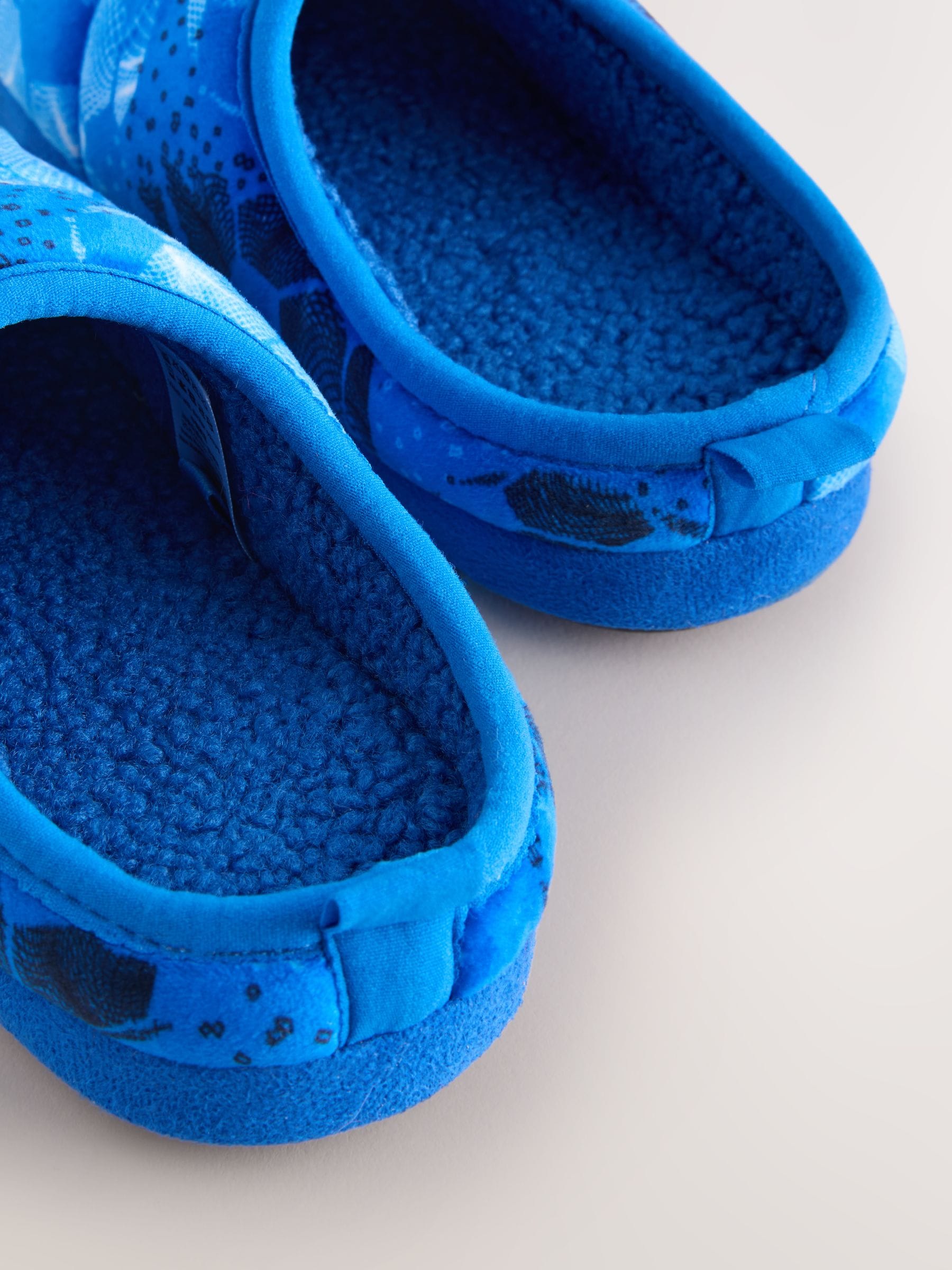 Blauw voetbal - Warme gevoerde pantoffelmuiltjes