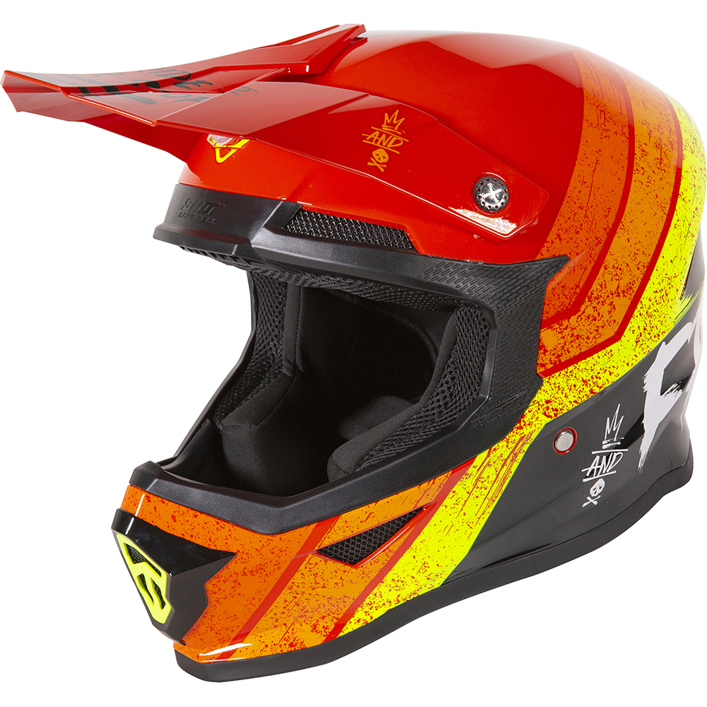 Freegun - Casque XP4 Stripe Noir / Rouge / Jaune fluo