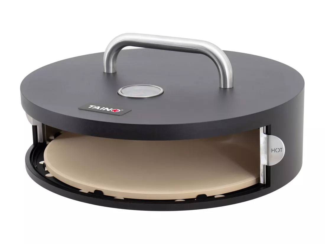 Boîte à pizza accessoire pizza pierre à pizza avec couvercle porte ronde noir