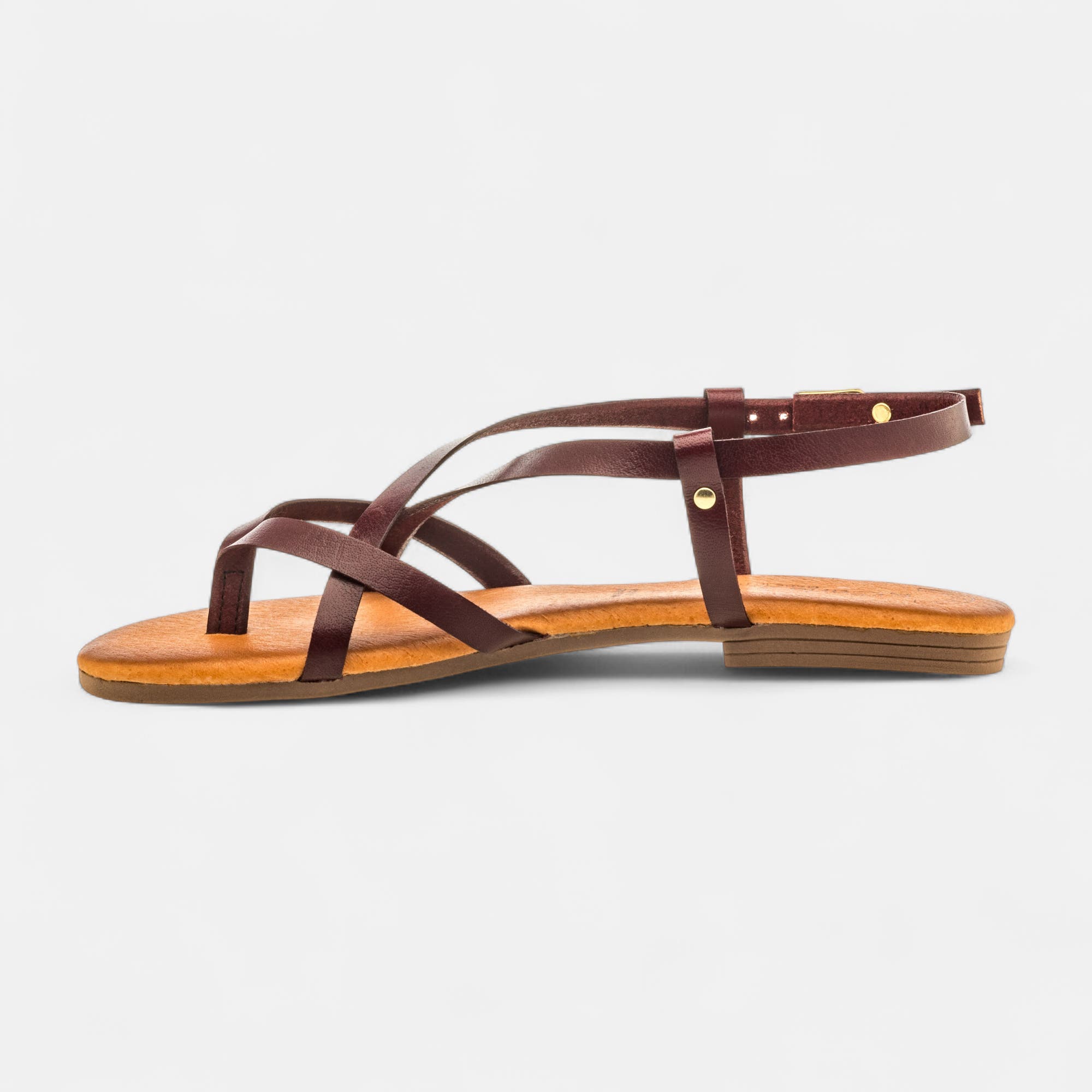 Entre-doigts Femme en cuir bordeaux