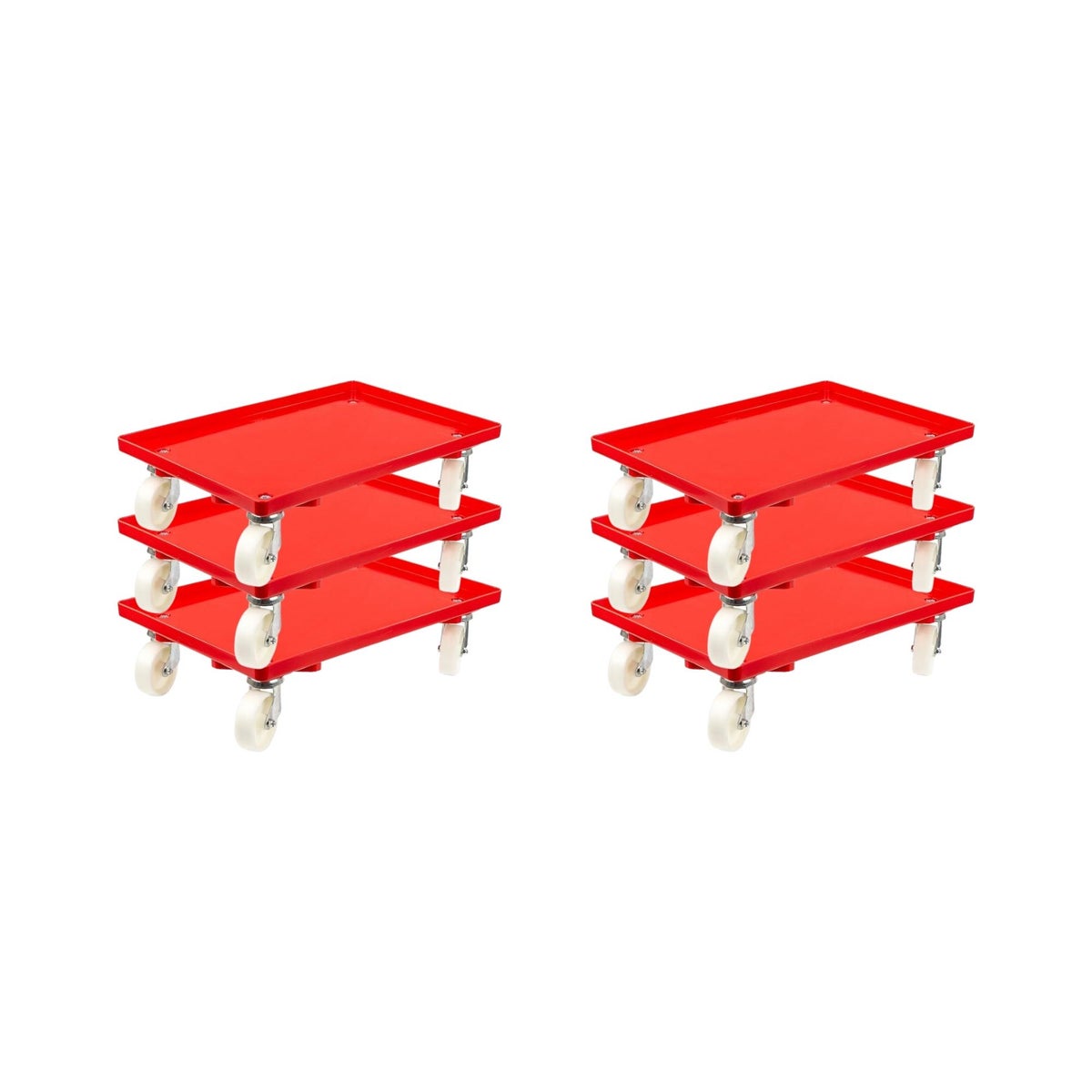 PROREGAL Transportwagen voor Euroboxen 60 x 40 cm met kunststof wielen, rood, gesloten dek, 4 zwenkwielen, draagvermogen 300 kg