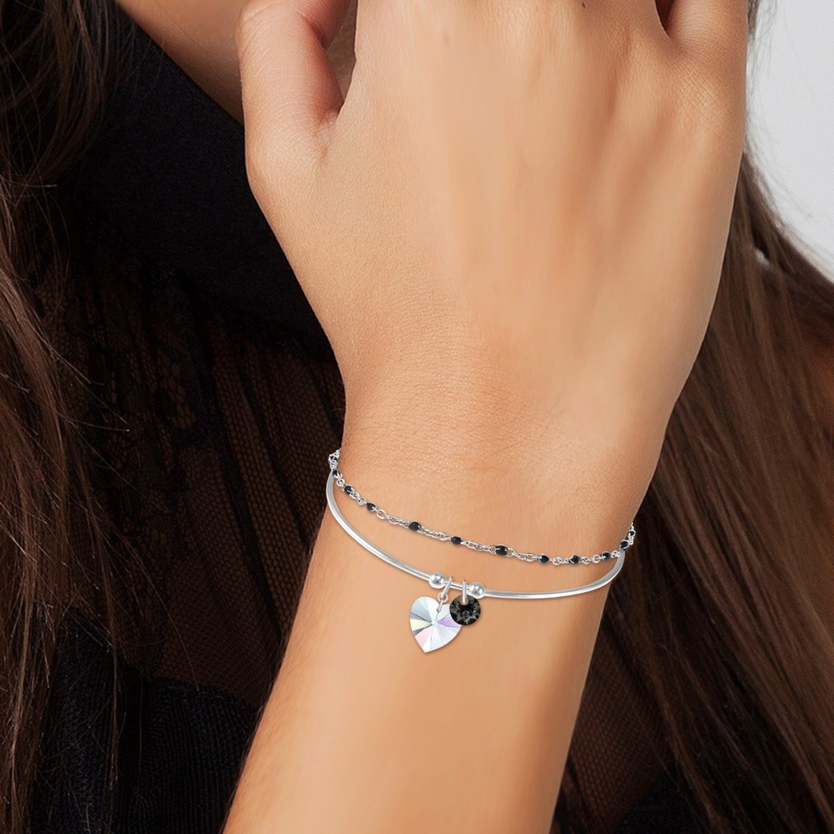 Lot de 2 bracelets SC Crystal ornés de Cristaux scintillants