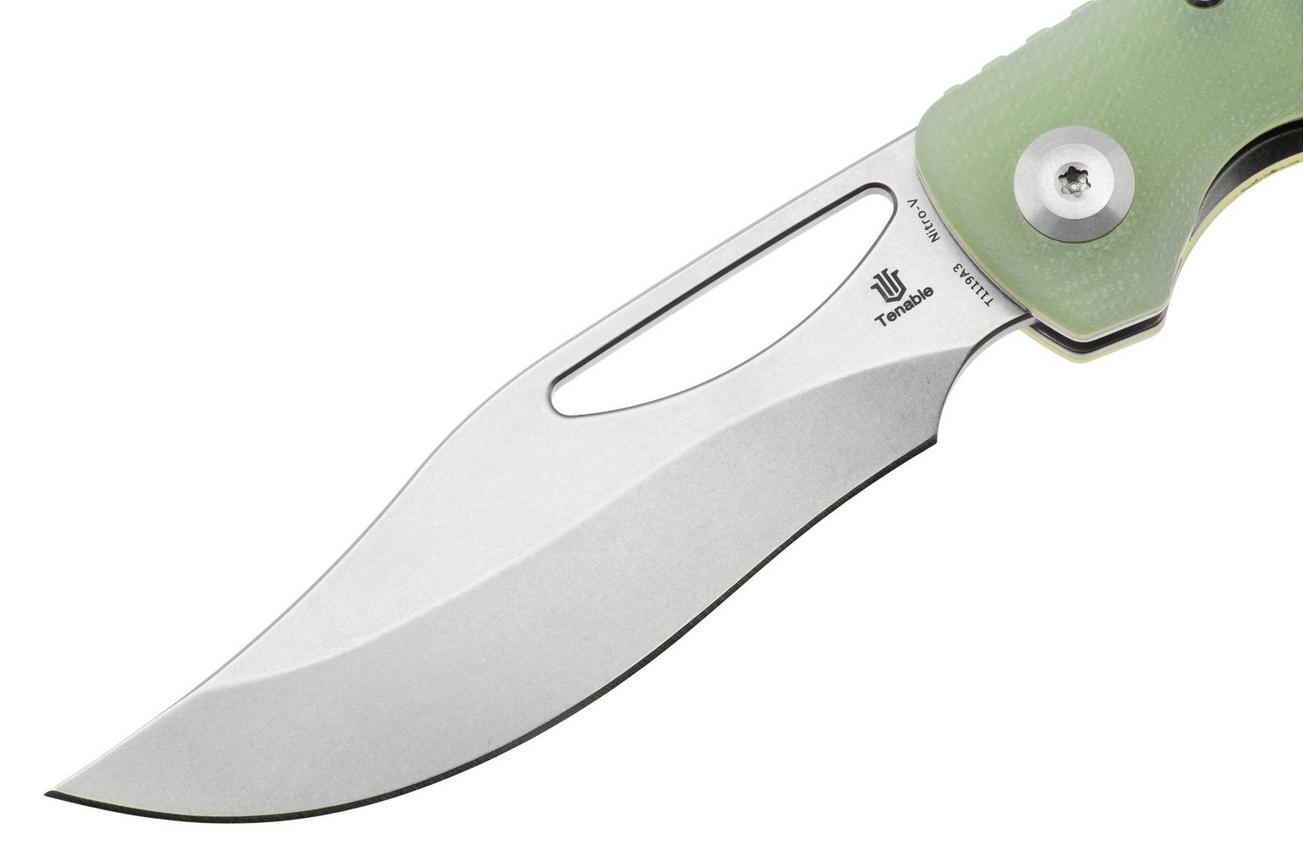 Tenable Knives Gideon T1119A3 Stonewashed Nitro-V, Jade G10, zakmes, Dead Sober design