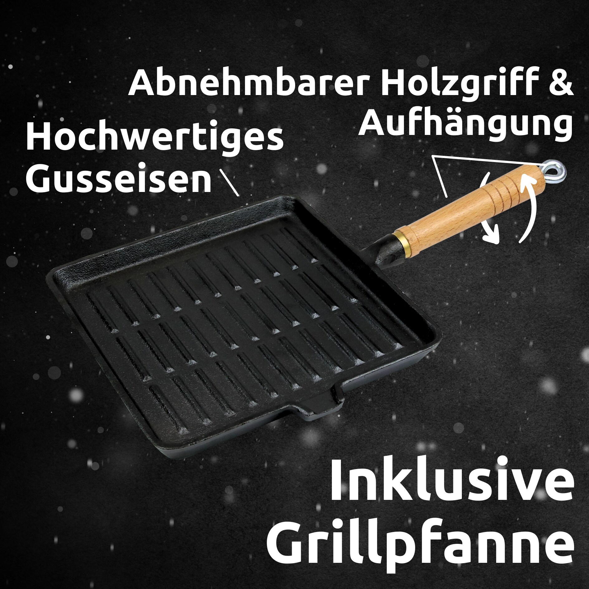 holz4home® Dutch Oven Set 6-teilig I eingebrannter Feuertopf 9L aus Gusseisen I inkl. Pfanne, Topfständer, Deckelheber und Reinigungsbürste
