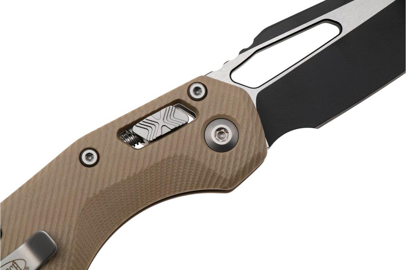 Microtech MSI Standard Issue 210-1FLGTTA, Two Tone Black M390MK, Fluted Tan G10 zakmes