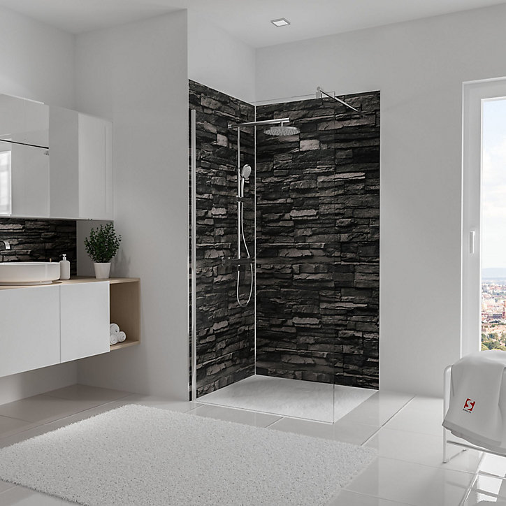 Lot de 2 panneaux muraux salle de bains 100 x 210 cm, Schulte DécoDesign Décor, parement ardoise