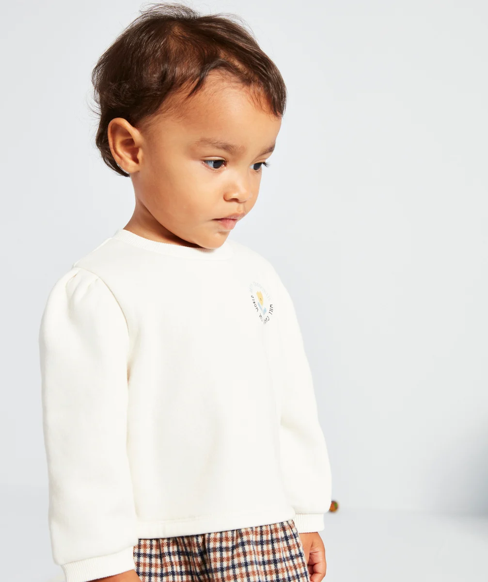 ROBE BÉBÉ FILLE EN FIBRES RECYCLÉES ET MOLLETON AVEC MOTIF