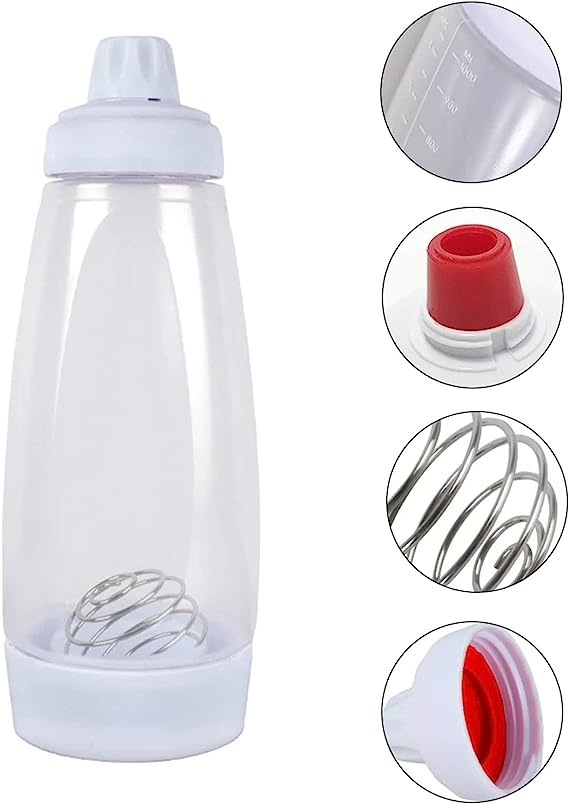 (1000ml) Teig Mixer Shaker Teigspender Quetschflasche mit Blenderball für Crêpes / Pancakes / Waffeln / Muffins