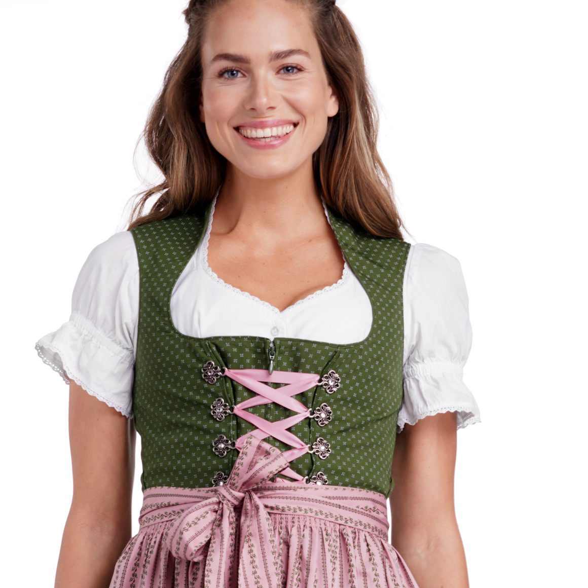 Gina Benotti Damen Dirndl mit floralem Muster dunkelgrün / rosa