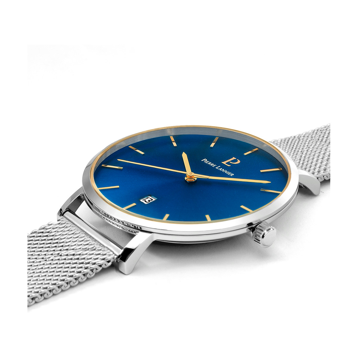 Montre Pierre Lannier homme acier bracelet maille milanaise