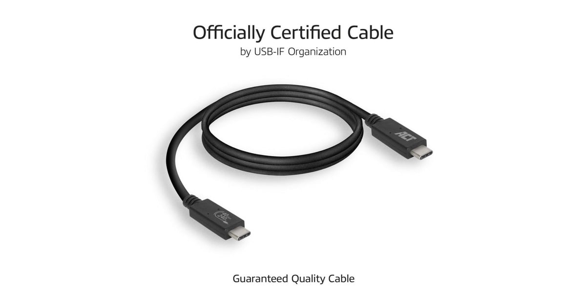 ACT ConnectivityUSB4 40Gbps kabel, USB-C, USB-IF gecertificeerd, 0,8 meter  (Zwart)