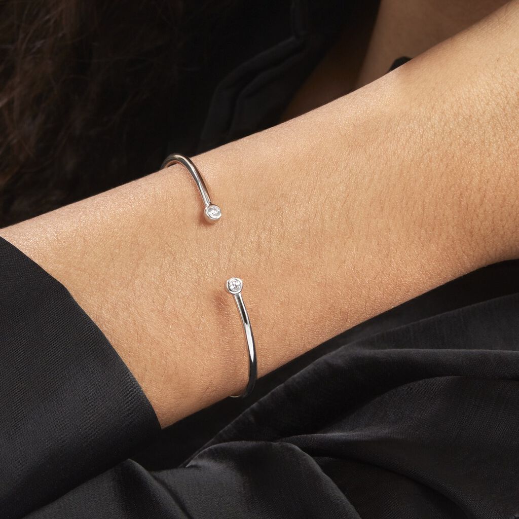 Bracelet Jonc Regine Argent Blanc Oxyde De Zirconium