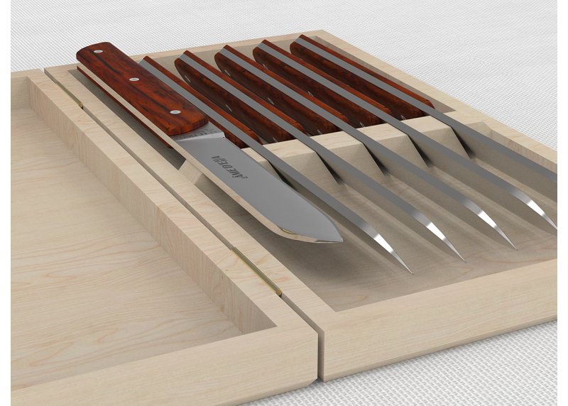 Service de 6 couteaux de table avec un manche en bois de cocobolo et lame en acier inoxydable