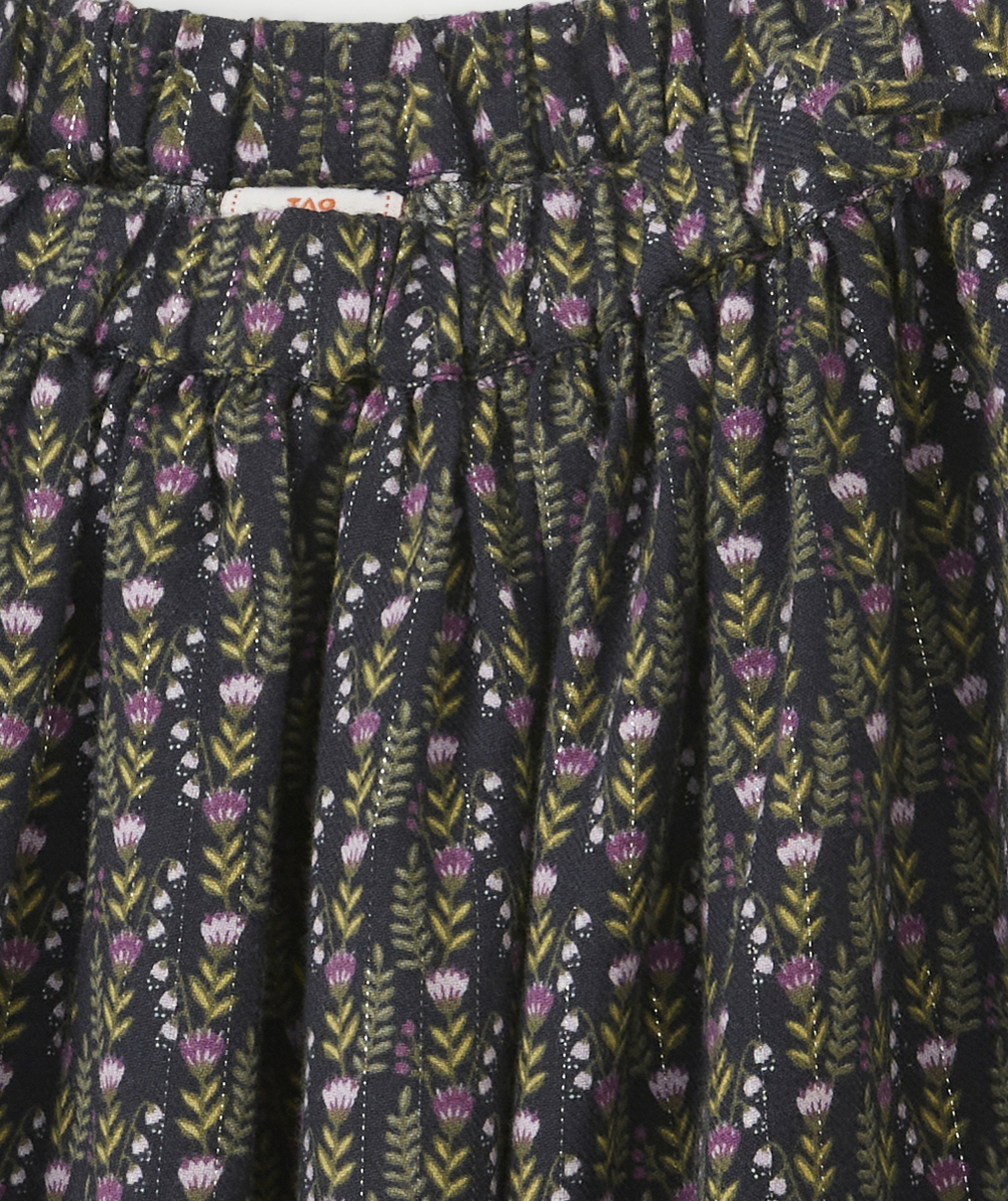 JUPE LONGUE MOTIF FLEURI ET LISERÉ PAILLETÉ FILLE