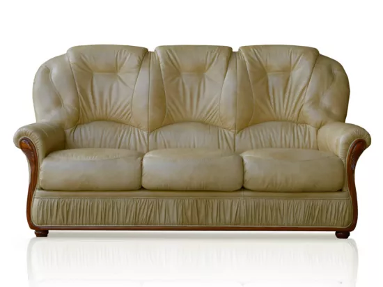 Canapé 3 places 100% cuir de buffle beige DAPHNE