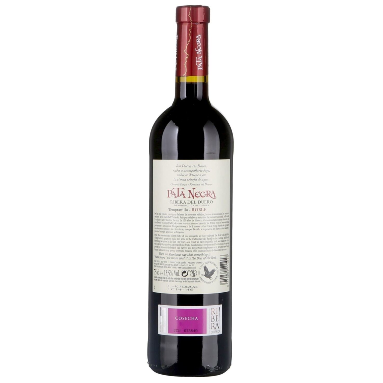 Ribera del Duero DO Tempranillo Roble Pata Negra -75cl