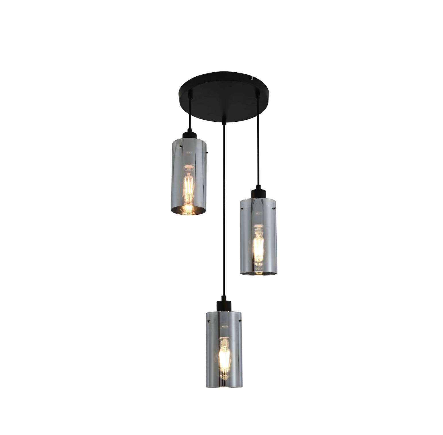 GUUS HANGLAMP 3-LICHTS ROND ZWART/SMOKE