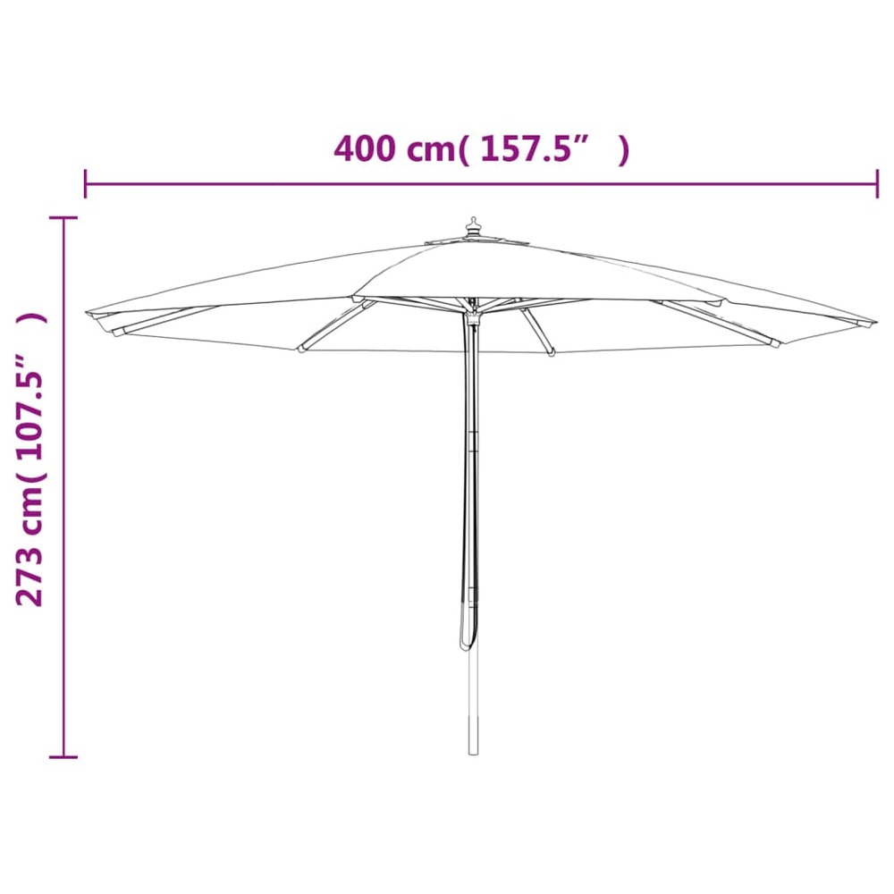 Parasol de jardin avec mât en bois 400 x 273 cm anthracite