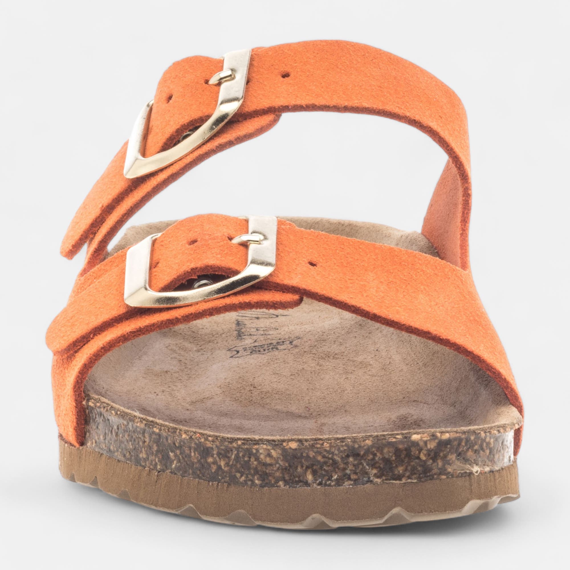 Mules semelle liège Femme en cuir orange