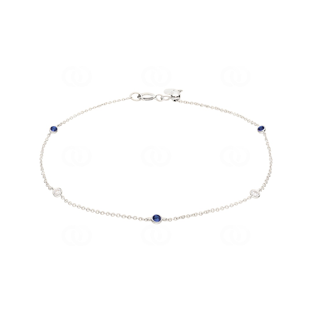 Armband 750/18 K Weissgold mit Saphiren & Diamanten 0.06 ct H/si