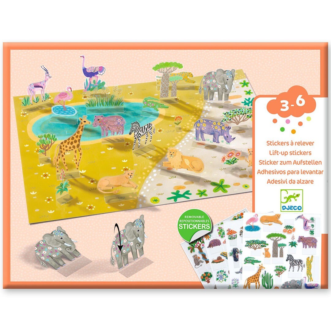 Djeco knutselset herbruikbare 3D stickers - animals
