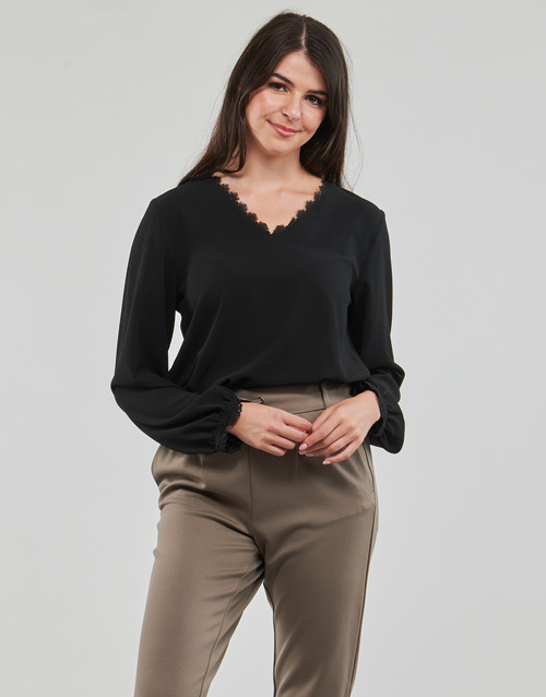 Only - ONLNOVA FR VERSA V-NECK L/S LACE TOP PTM - Noir