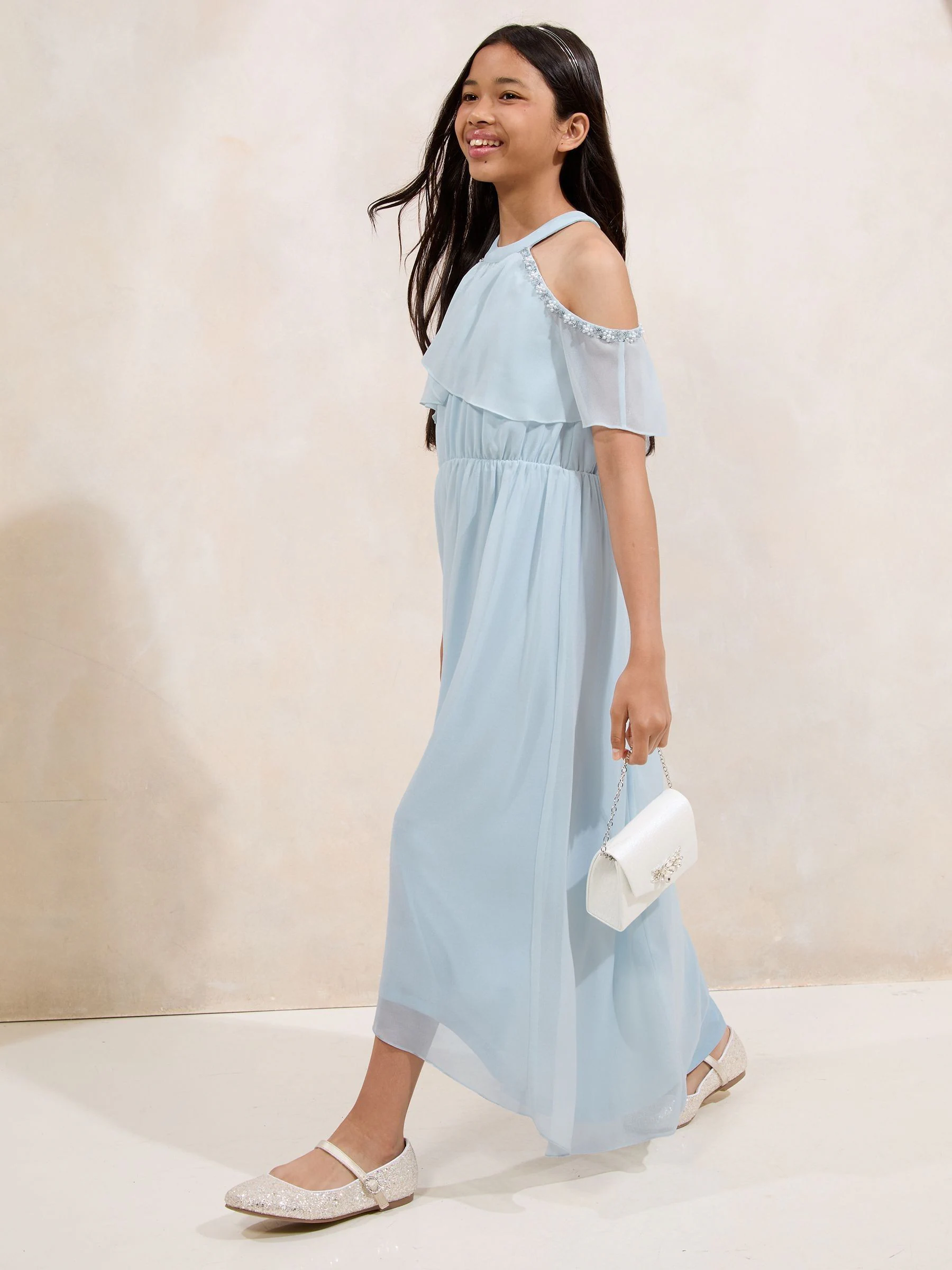 Lipsy Cold Shoulder Embellished Occasion Dress (7-16yrs)