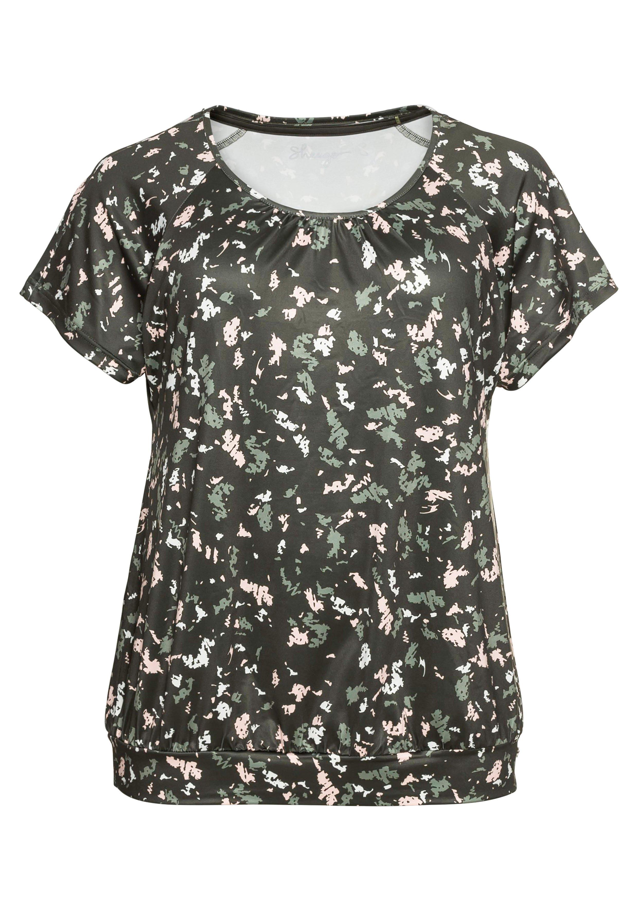Funktionsshirt mit Alloverdruck und Saumbündchen