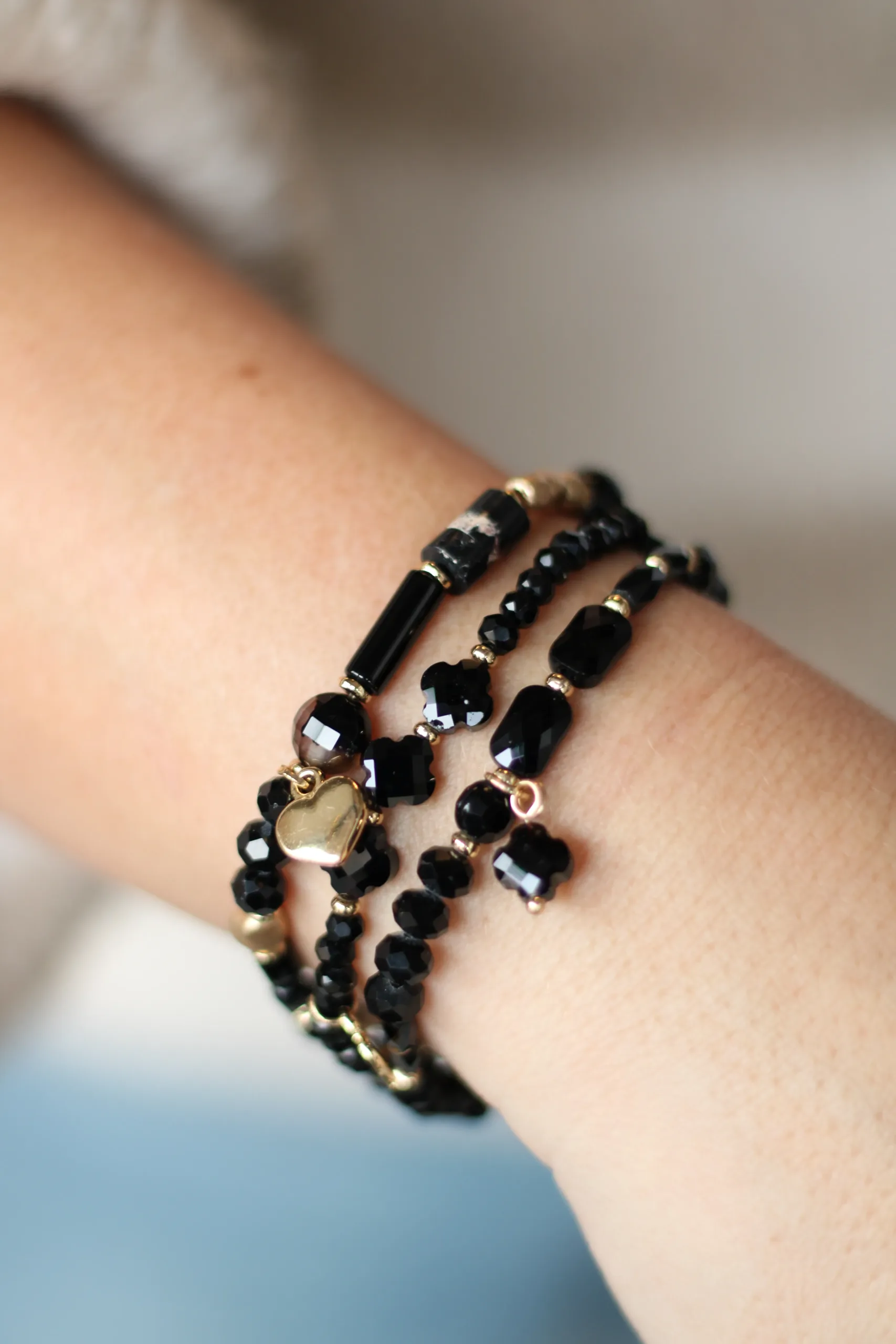 Zwart Armbanden Set