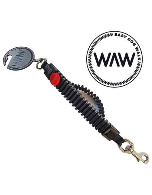 Waw Easy Dog Walk Zwart - Hondenriem-Schokdemper