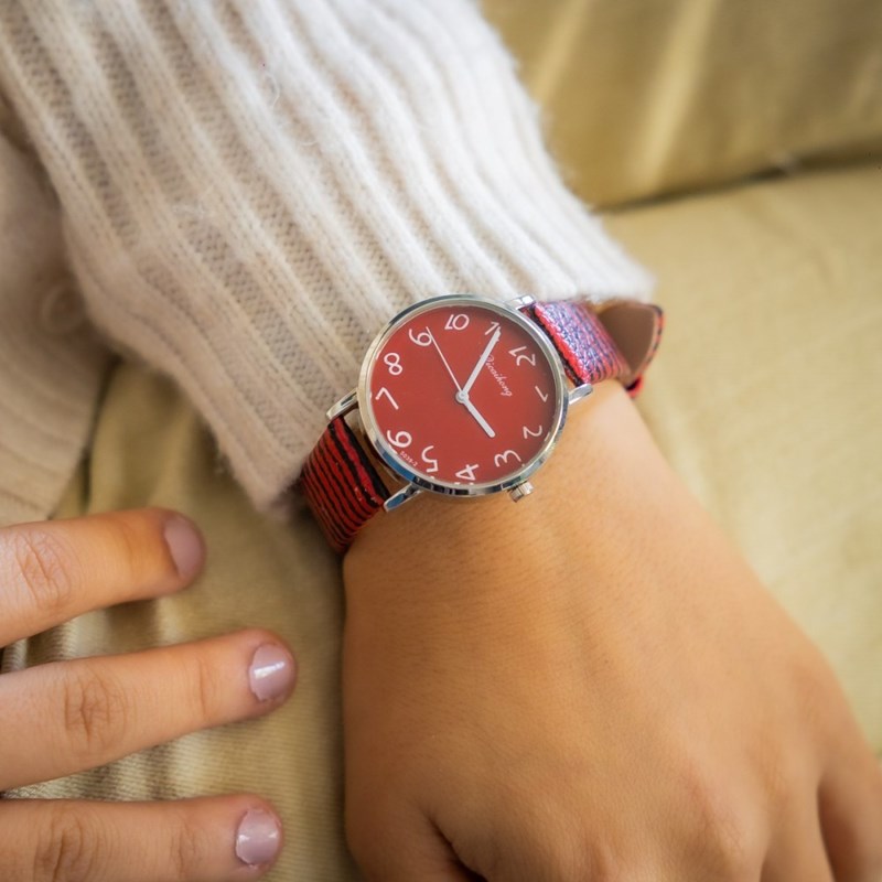 Montre Femme CHTIME bracelet Cuir Rouge