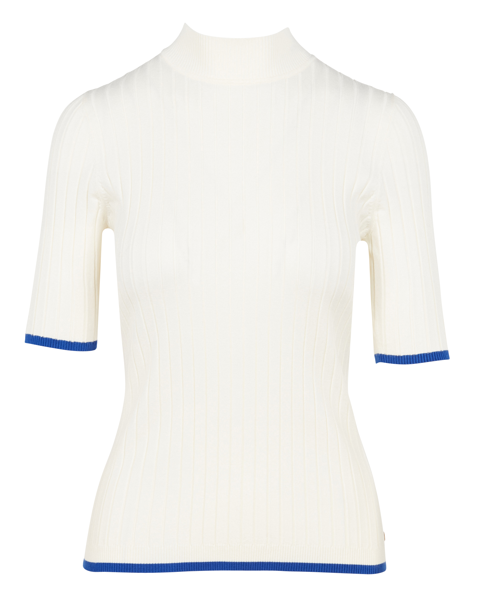 Pull col montant en maille côtelée | Blanc