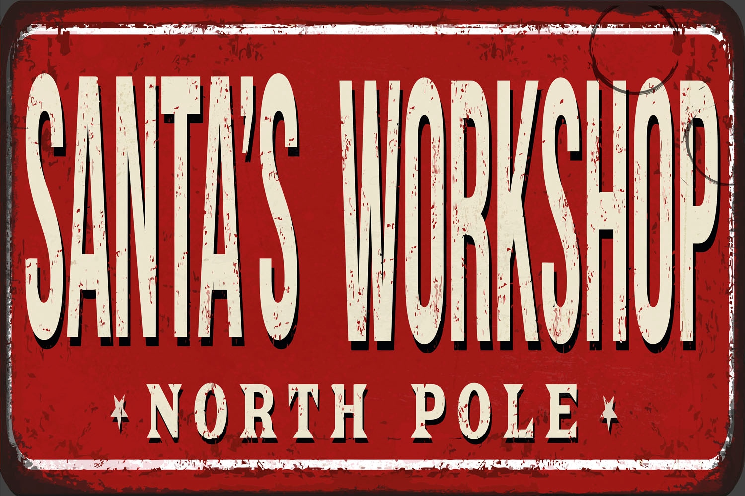 queence Metallbild »Santa's Workshop« Schriftzug | Schriftzüge | Weihnachten 1 Stk. tlg. Stahlschilder