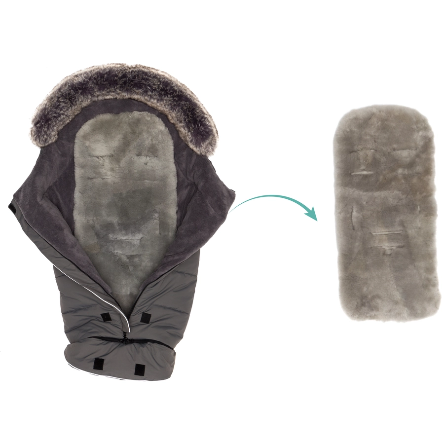 fillikid Winterfußsack Mavensi mit Lammfelleinlage grau