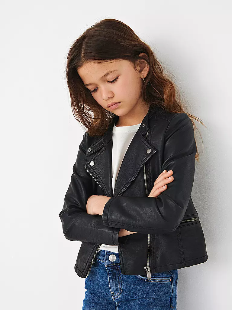 ONLY Mädchen Bikerjacke in Lederoptik KONFREYA schwarz